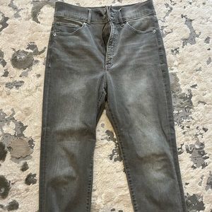 Gray wash silver hardware high rise jeans
